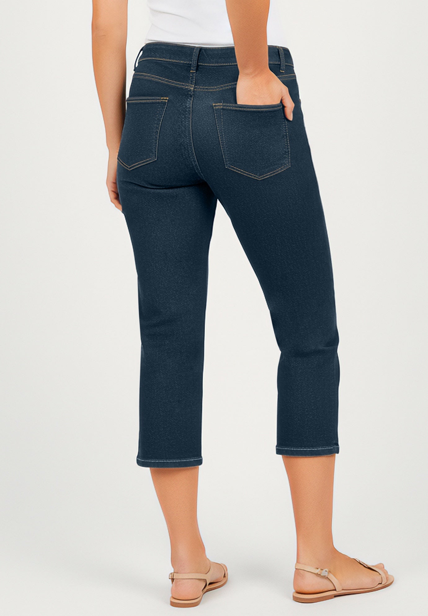 Clean Front Denim Capri image number 1