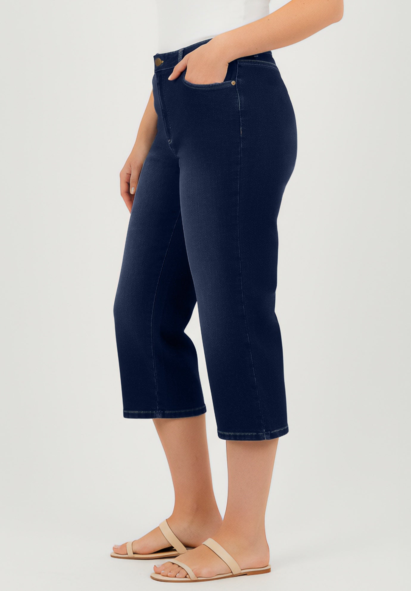 Clean Front Denim Capri image number 2