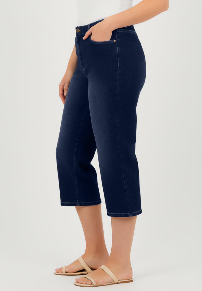 Clean Front Denim Capri image number 2