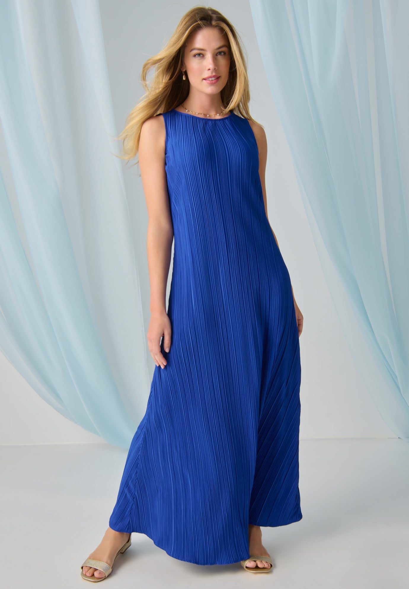 Sleeveless Plisse Maxi Dress image number 0