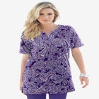Plus Size Soft Knit Print Tunic with Notch Neckline image number null