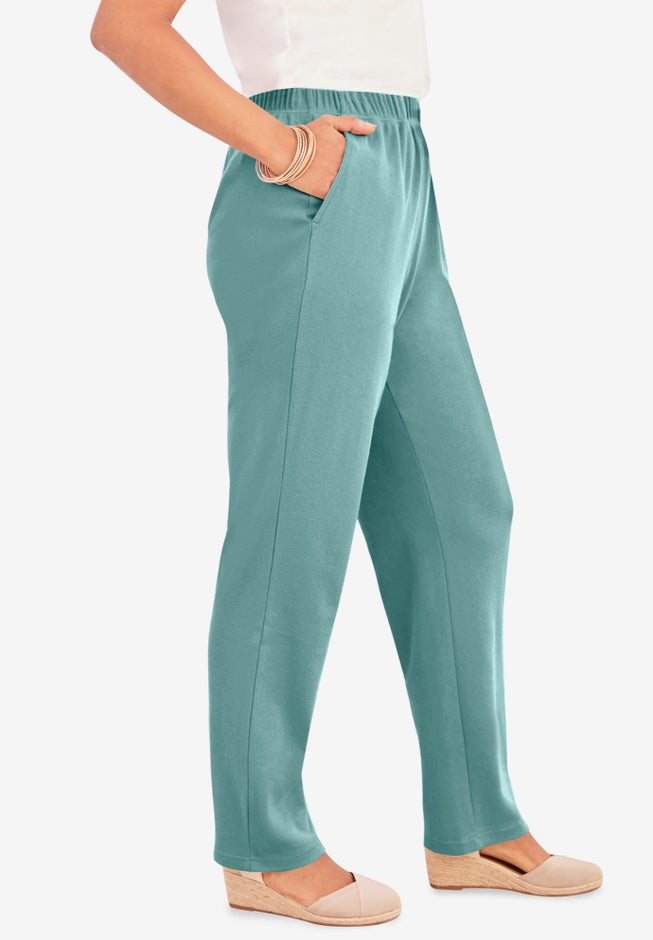 Plus Size Straight Leg Soft Knit Pull On Pant image number 2