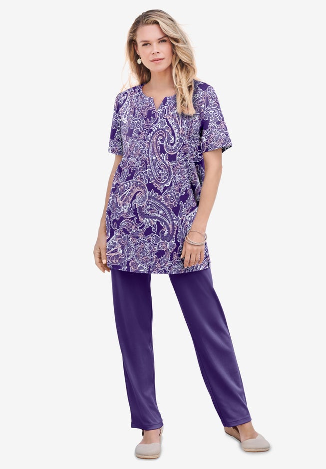 Plus Size Straight Leg Soft Knit Pull On Pant image number 5