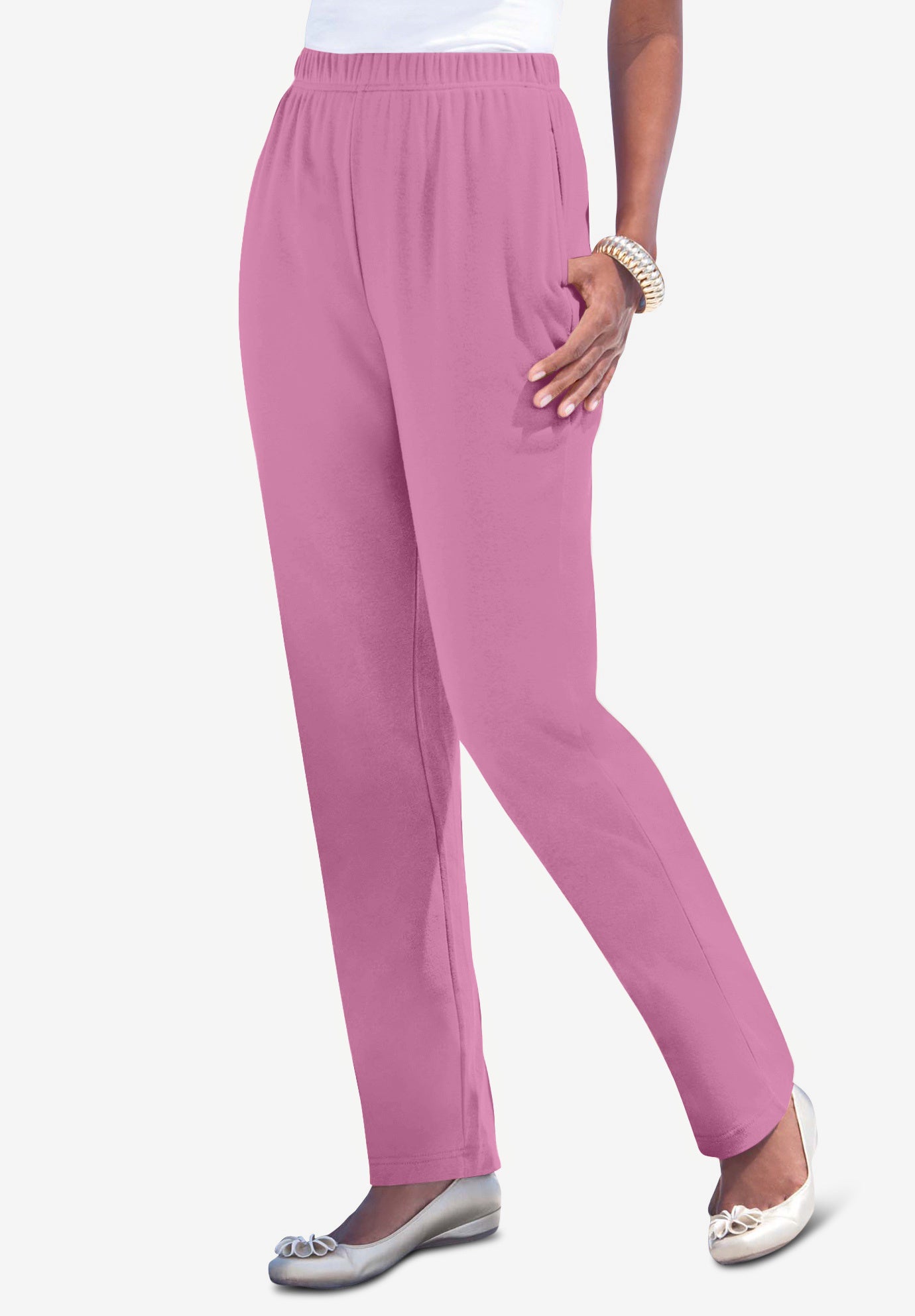Plus Size Straight Leg Soft Knit Pull On Pant image number 0