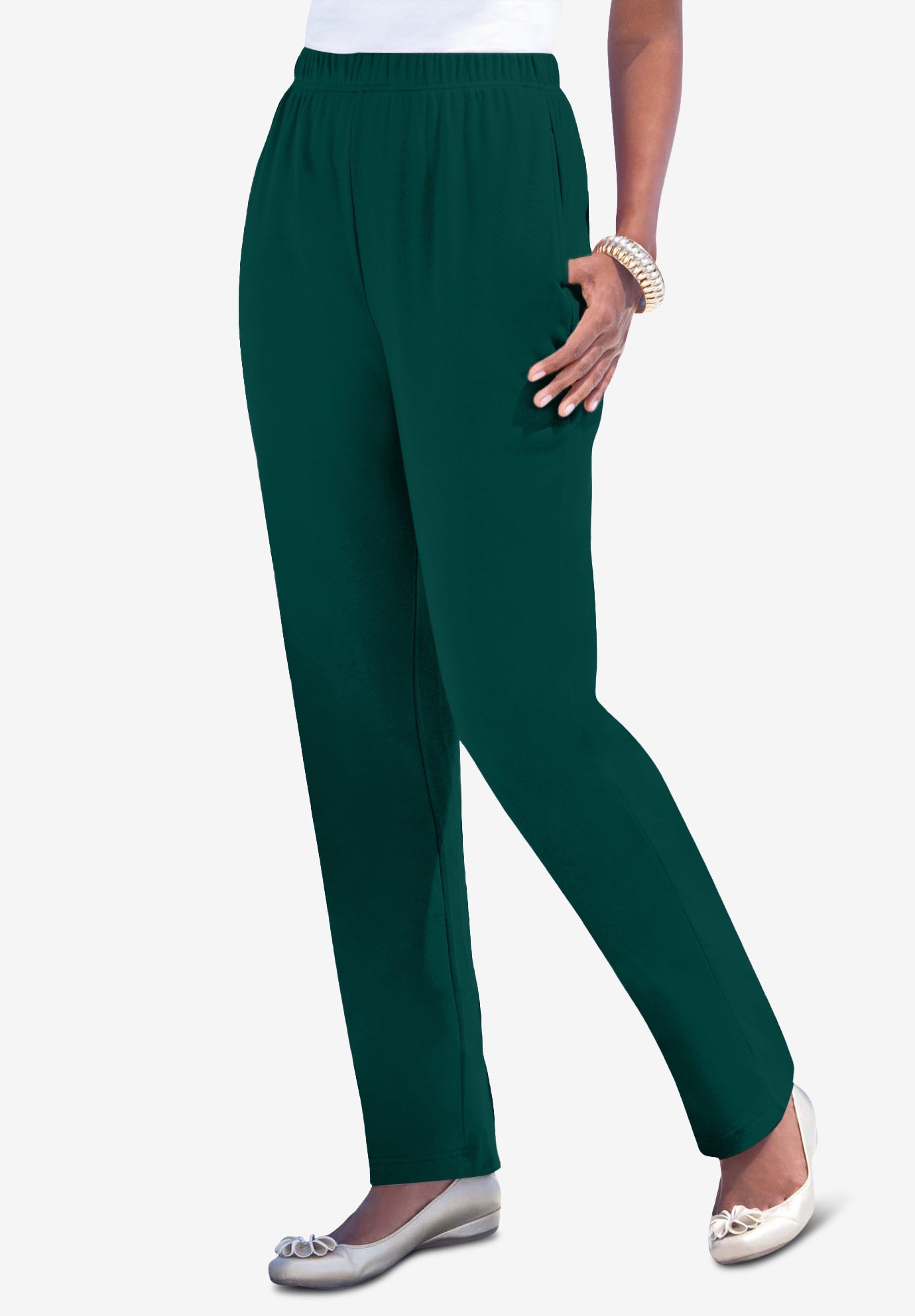 Plus Size Soft Knit Relaxed Pull-On Straight Leg Pant image number 0