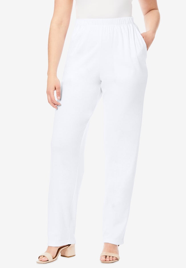 Plus Size Straight Leg Soft Knit Pull On Pant image number 0