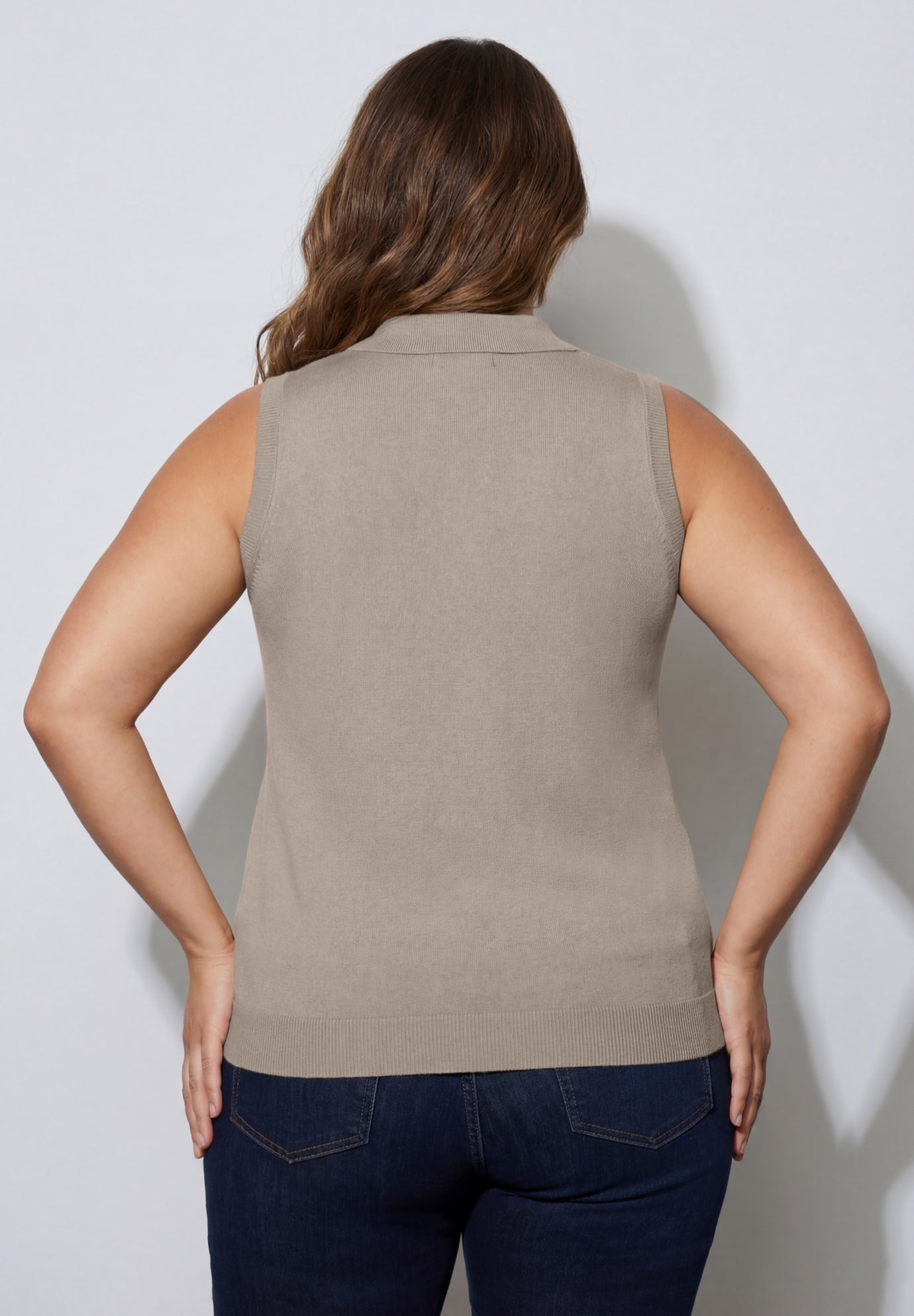 Sleeveless Pullover Polo Sweater image number 1