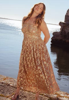 Metallic Jacquard Maxi Dress