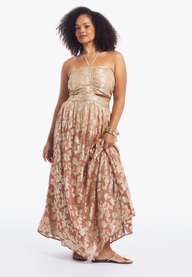 Metallic Jacquard Maxi Dress Metallic Jacquard Maxi Dress