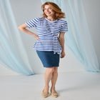 Tie-Front Short Sleeve Knit Tee image number null