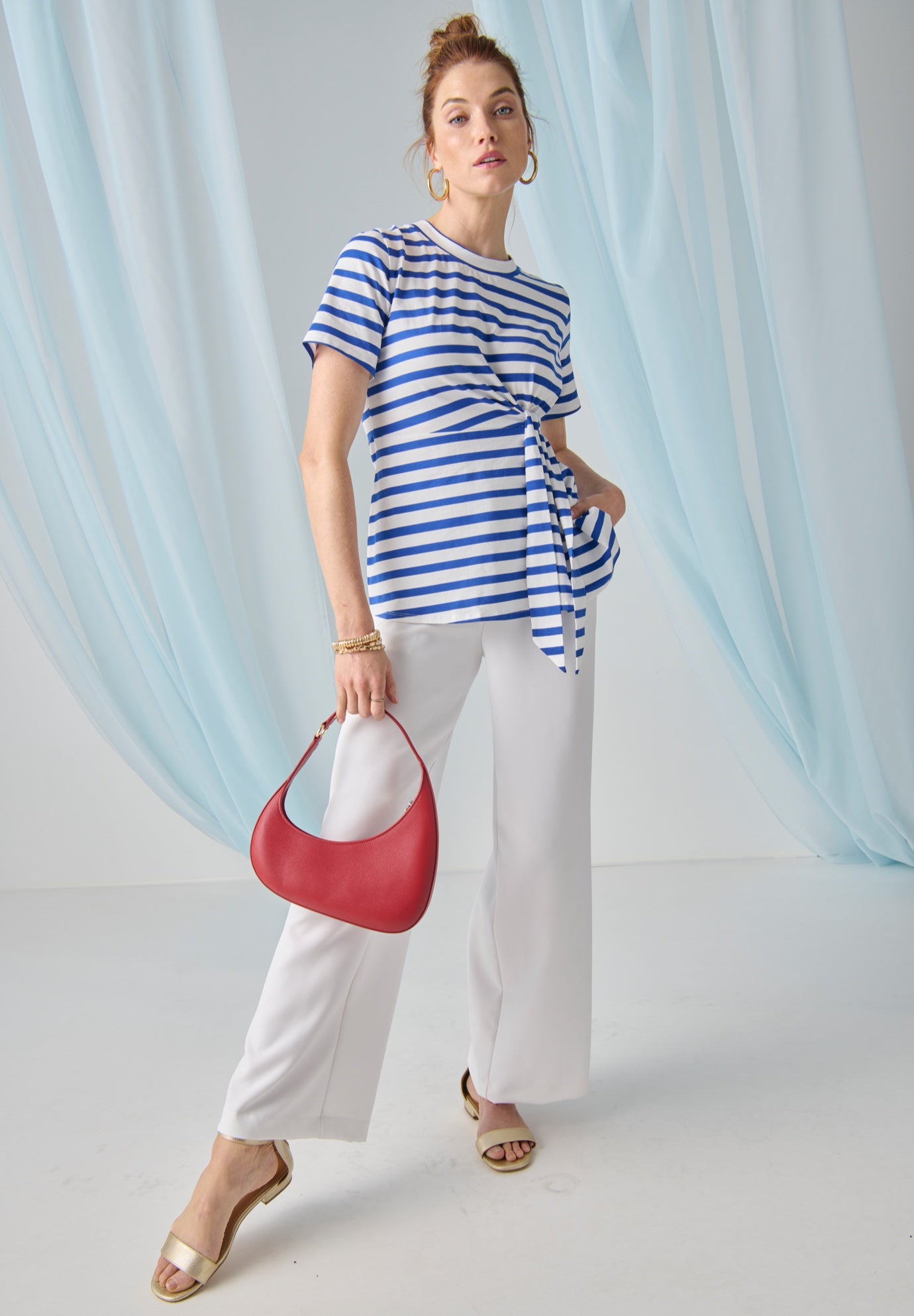 Tie-Front Short Sleeve Knit Tee image number 2