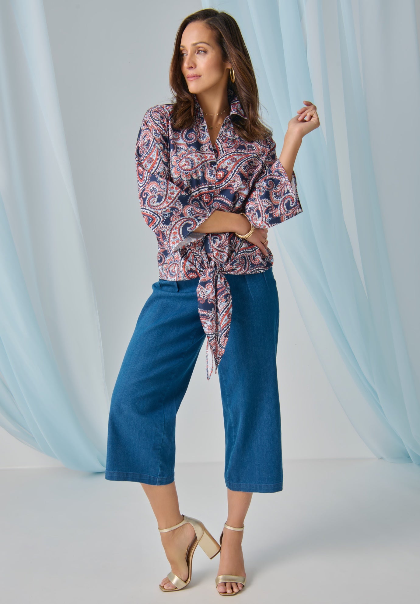 Tie-Front Collared Blouse image number 0