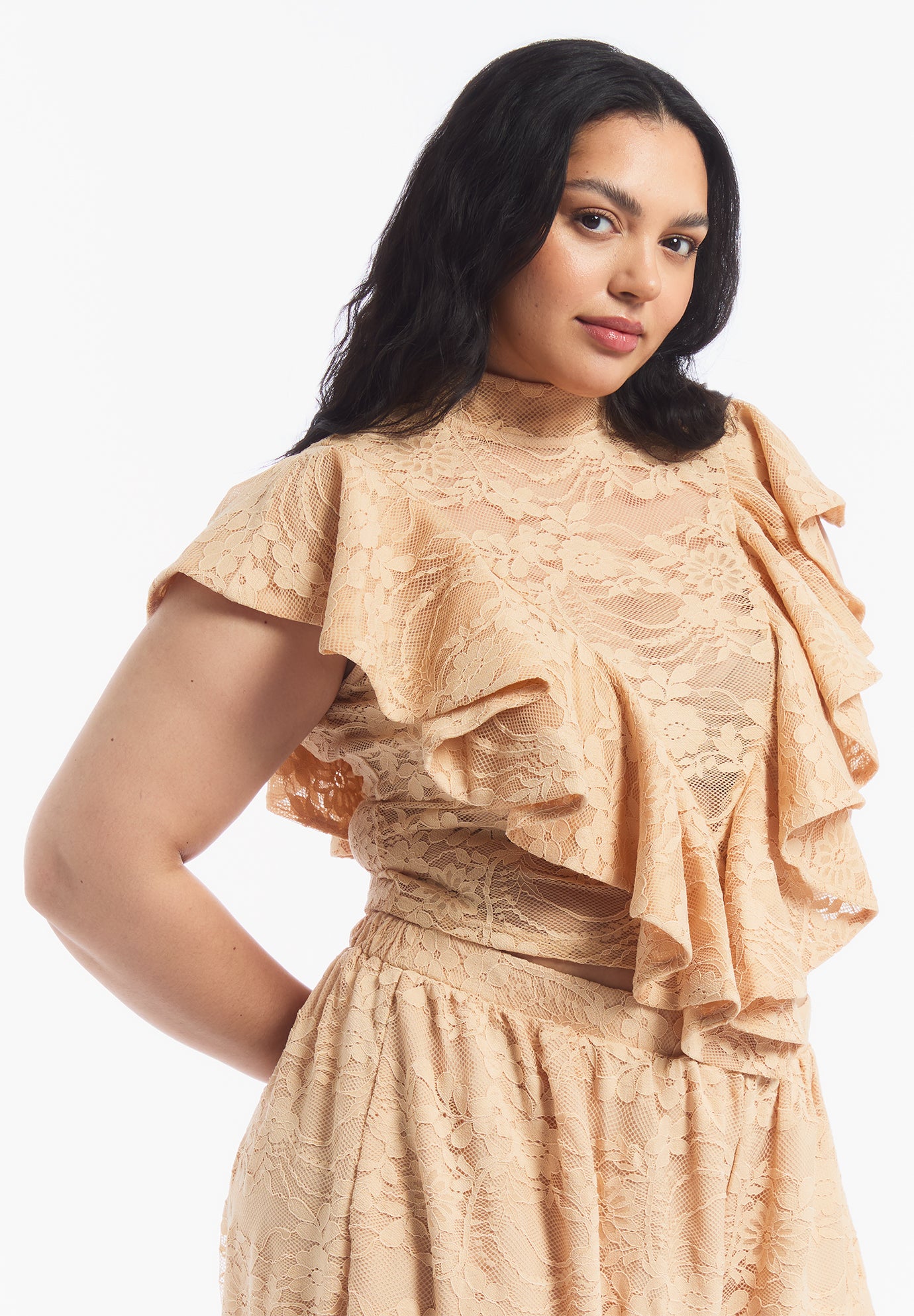 Floral Lace Ruffle Top image number 3