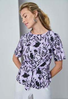 Stretch Crepe Tie Waist Top