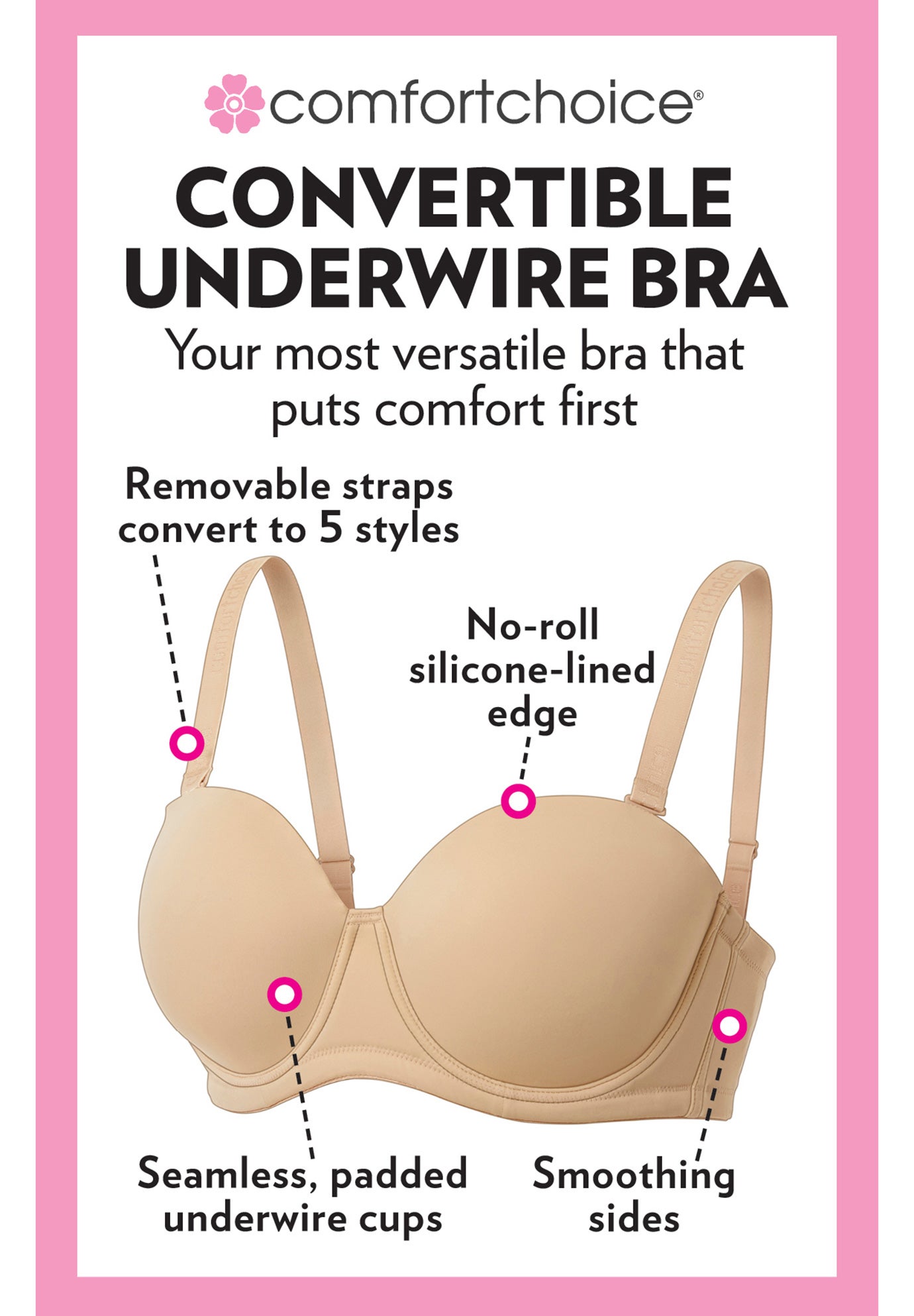 Convertible Strapless Underwire Bra image number 5
