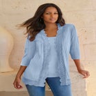 Crochet Trim Pointelle Cardigan image number null