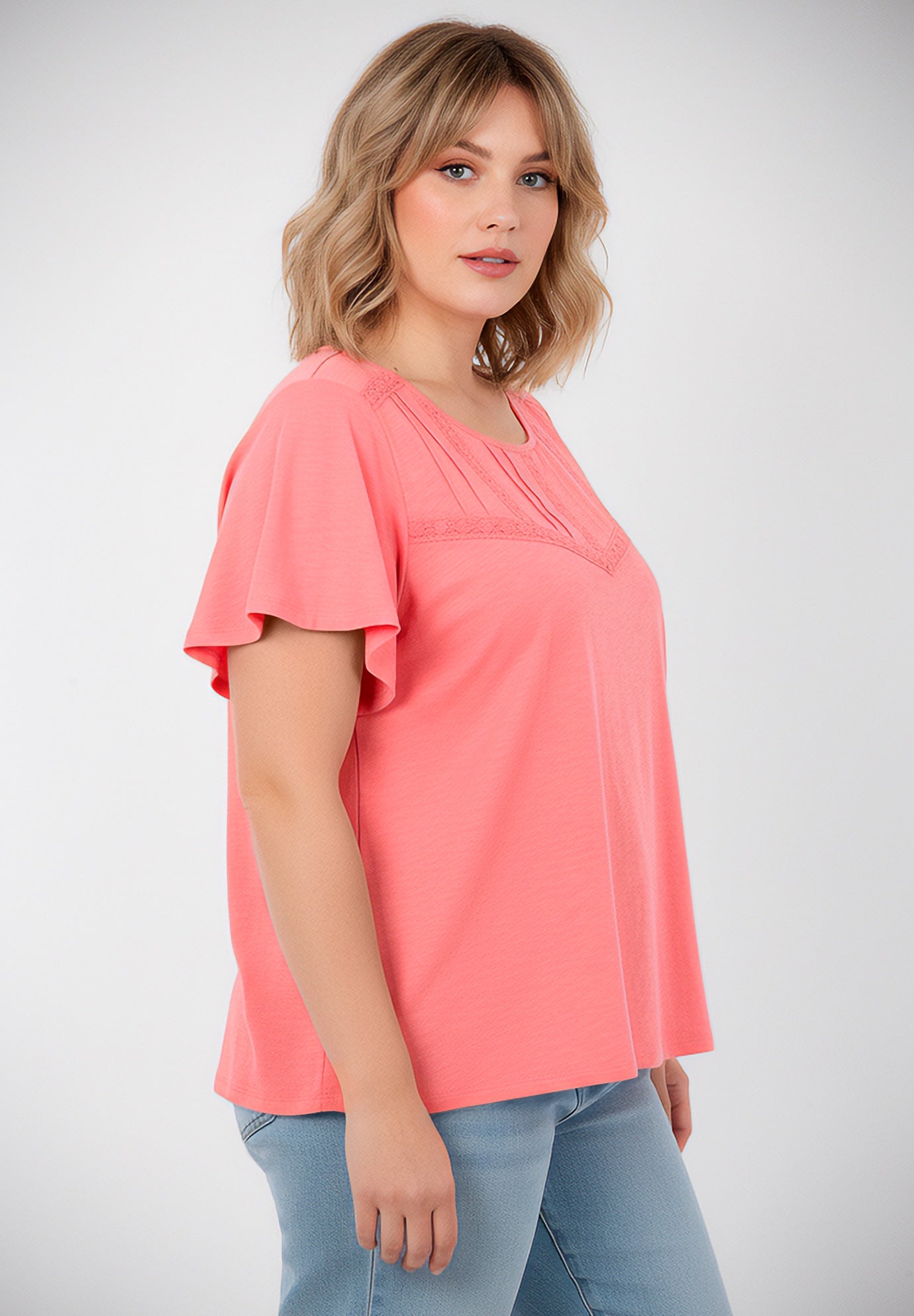 Slub Lace Yoke Tee image number 2