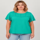 Slub Lace Yoke Tee image number 0