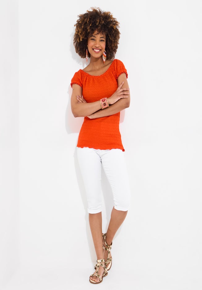 Stretchy Off the Shoulder Tee image number 4