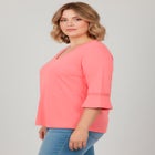 Crochet Trim Ruffle Sleeve Top image number 2