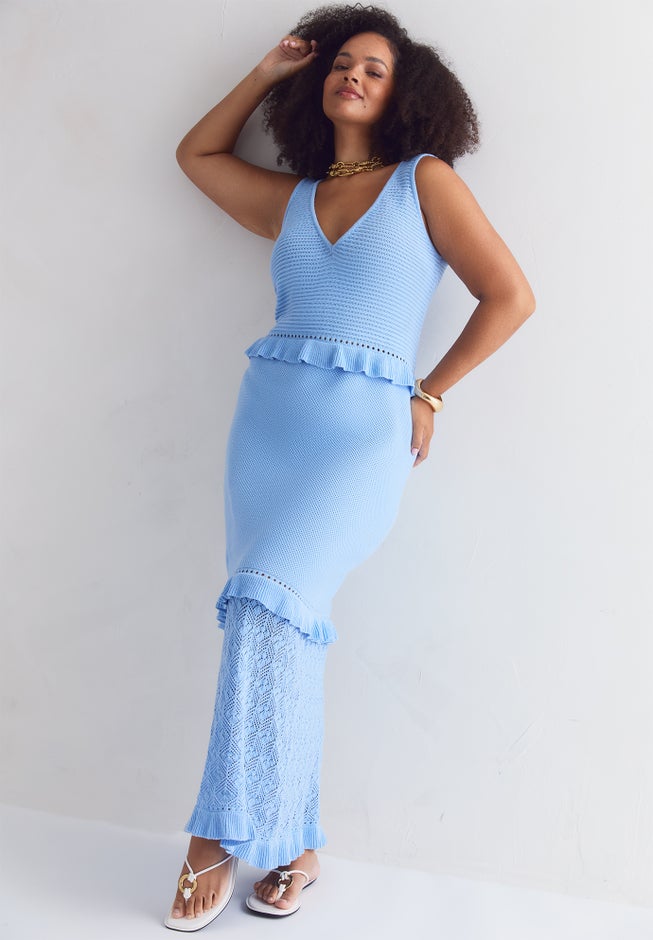 Crochet Sweater Maxi Dress image number 4