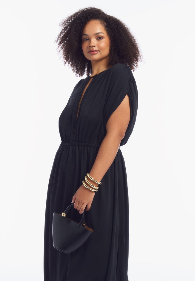 Braid-Trim Maxi Dress image number 3