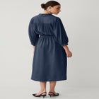 Linen Blend Tie Waist Midi Dress image number null