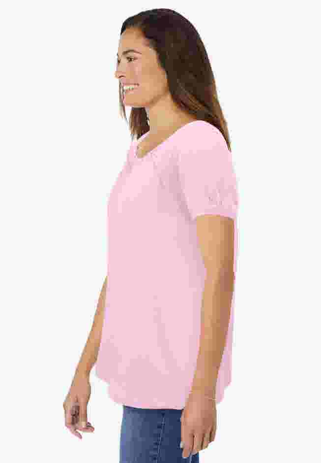 Perfect Short-Sleeve Shirred U-Neck Tunic image number 2
