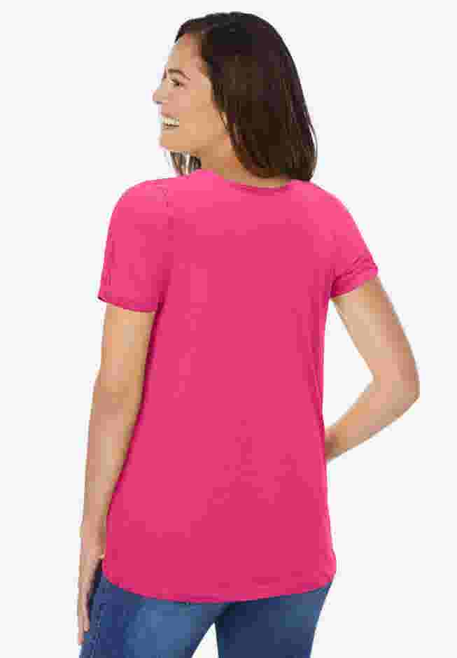 Perfect Short-Sleeve Shirred U-Neck Tunic image number 1