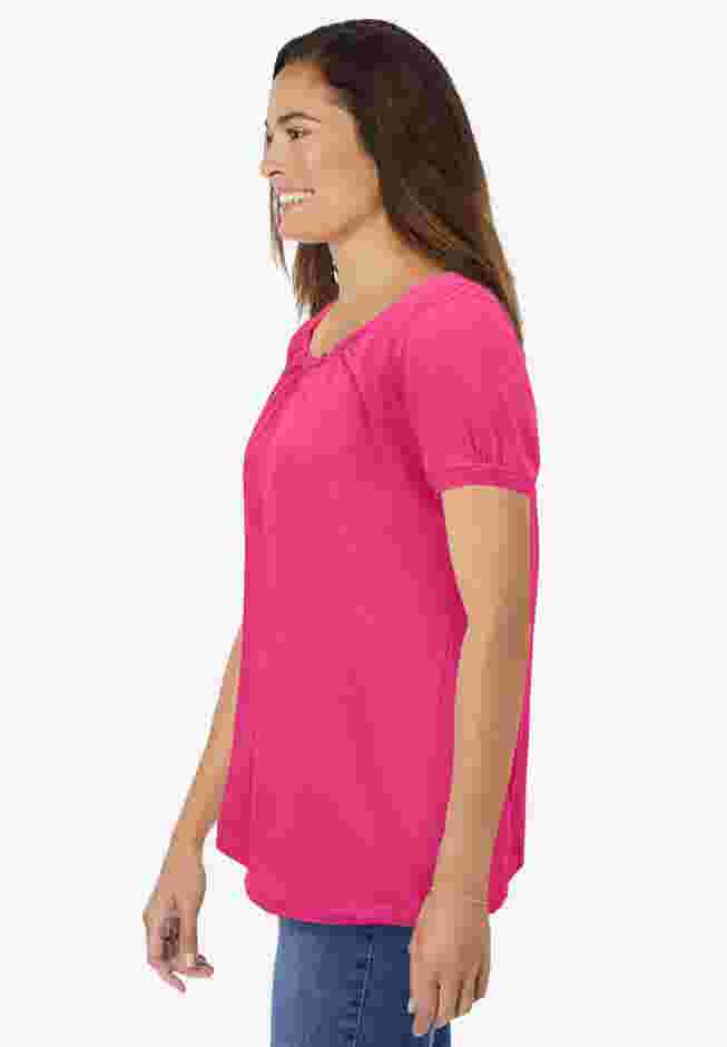 Perfect Short-Sleeve Shirred U-Neck Tunic image number 2