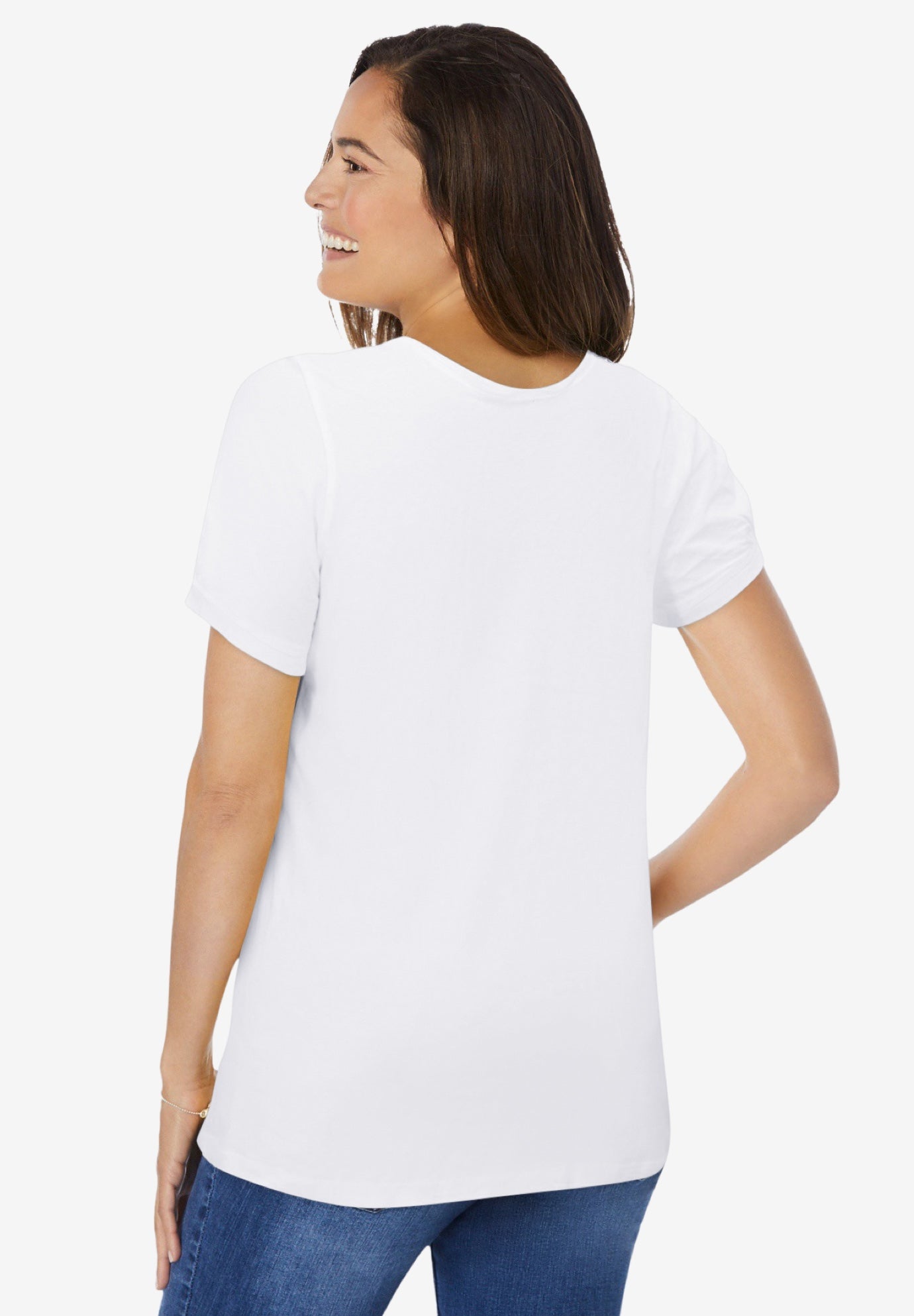 Perfect Short-Sleeve Shirred U-Neck Tunic image number 1