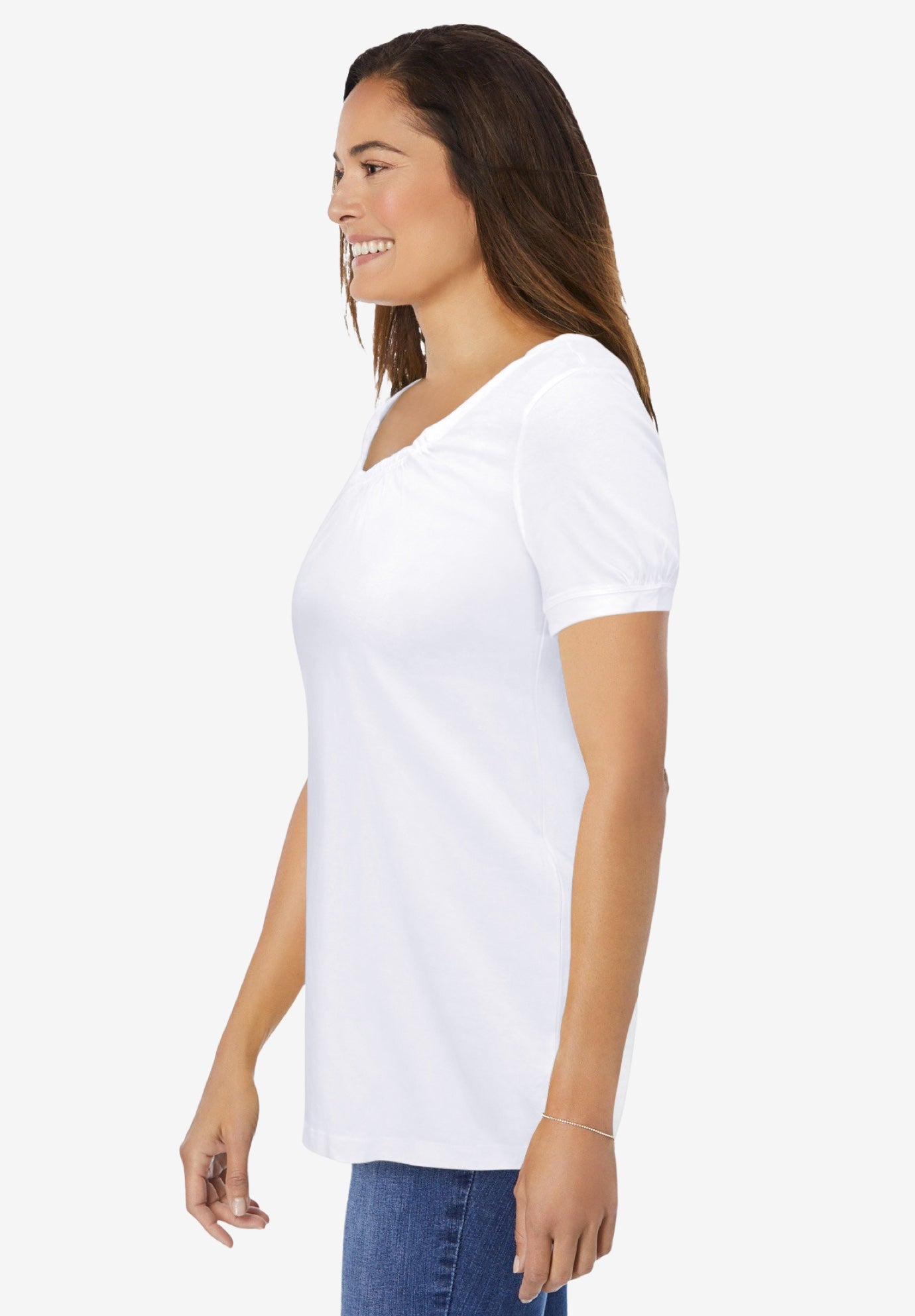 Perfect Short-Sleeve Shirred U-Neck Tunic image number 2