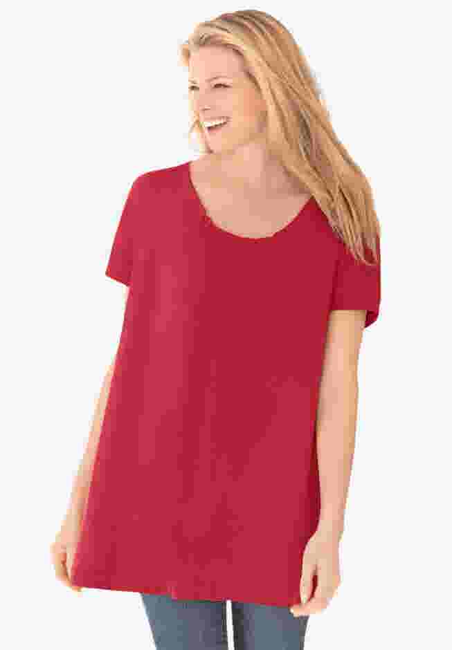 Perfect Short-Sleeve Shirred U-Neck Tunic image number 0