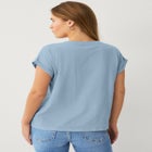 V-neck Tee With Rolled Cuffs image number null