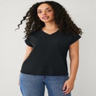 V-neck Tee With Rolled Cuffs image number null