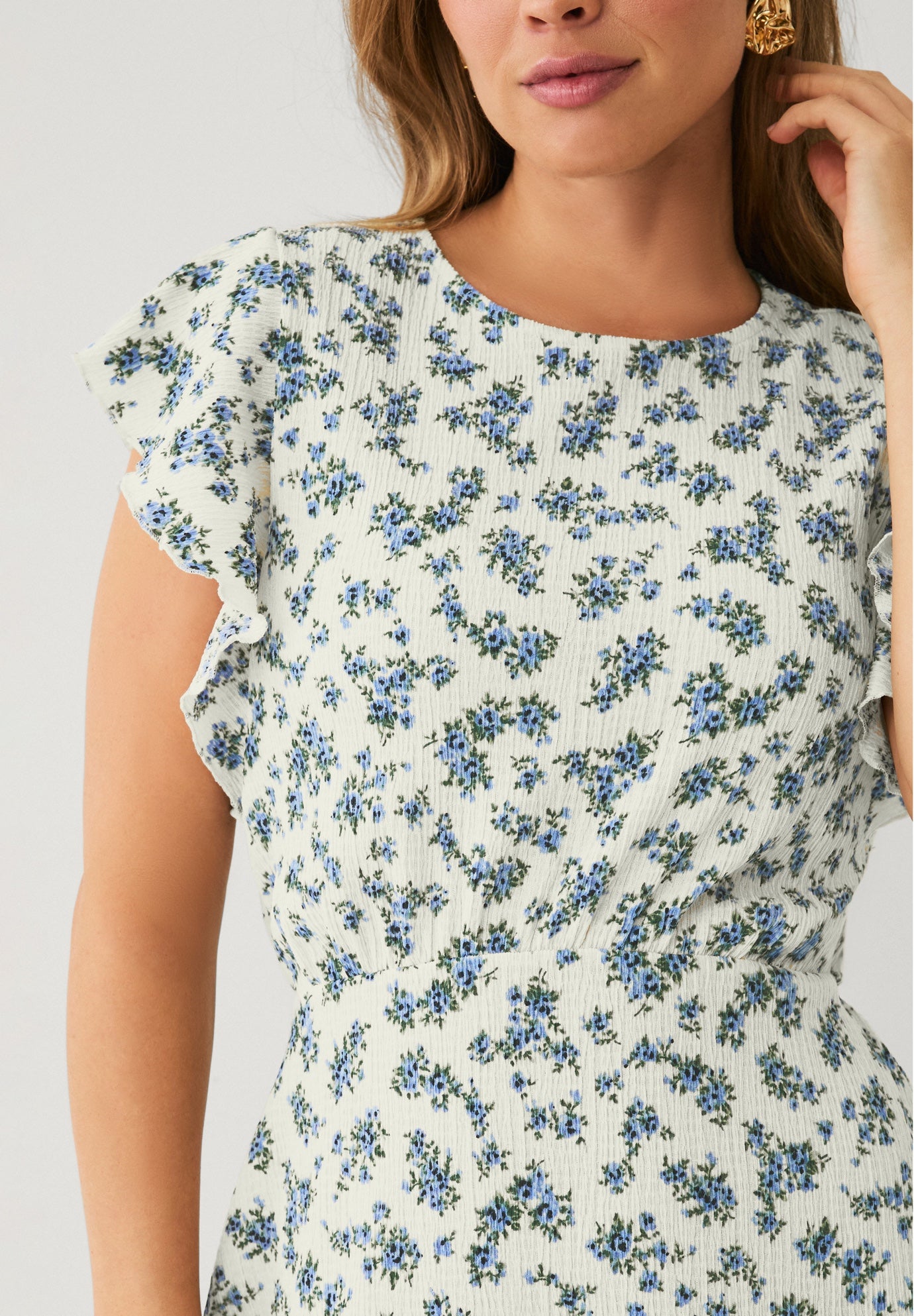 Textured Knit Tie Back Fit & Flare Dress image number 2