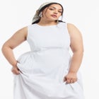 Sleeveless Poplin Midi Dress image number null