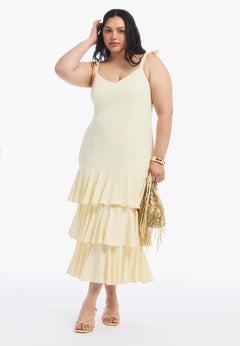 Tie-Strap Ruffle Maxi Dress