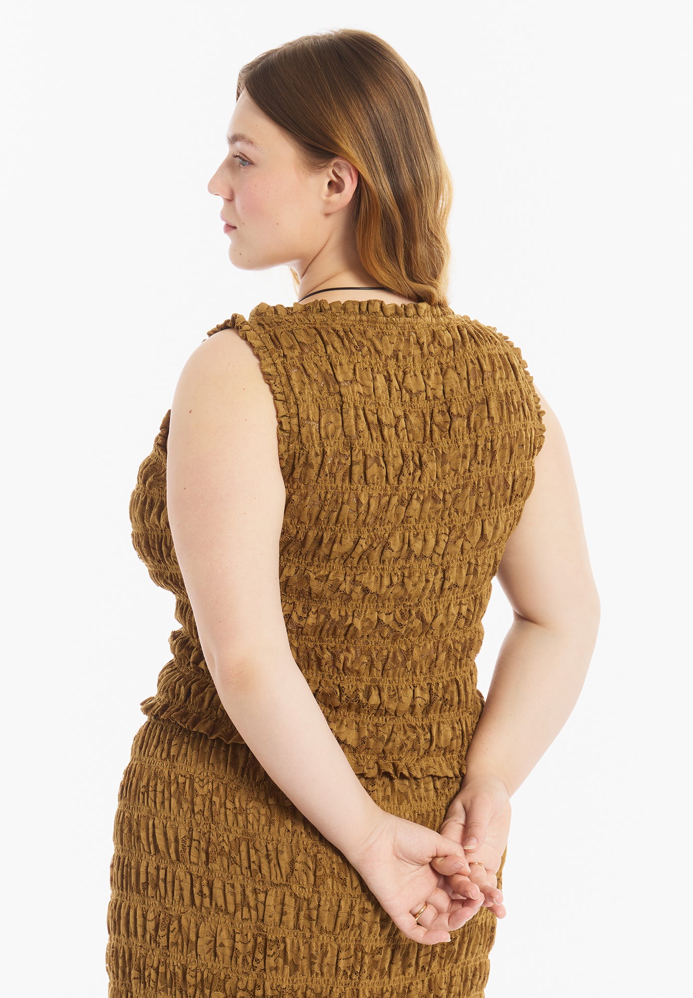 Sleeveless Smocked Lace Knit Top image number 2