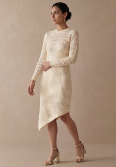 Crochet Asymmetrical Hem Midi Dress