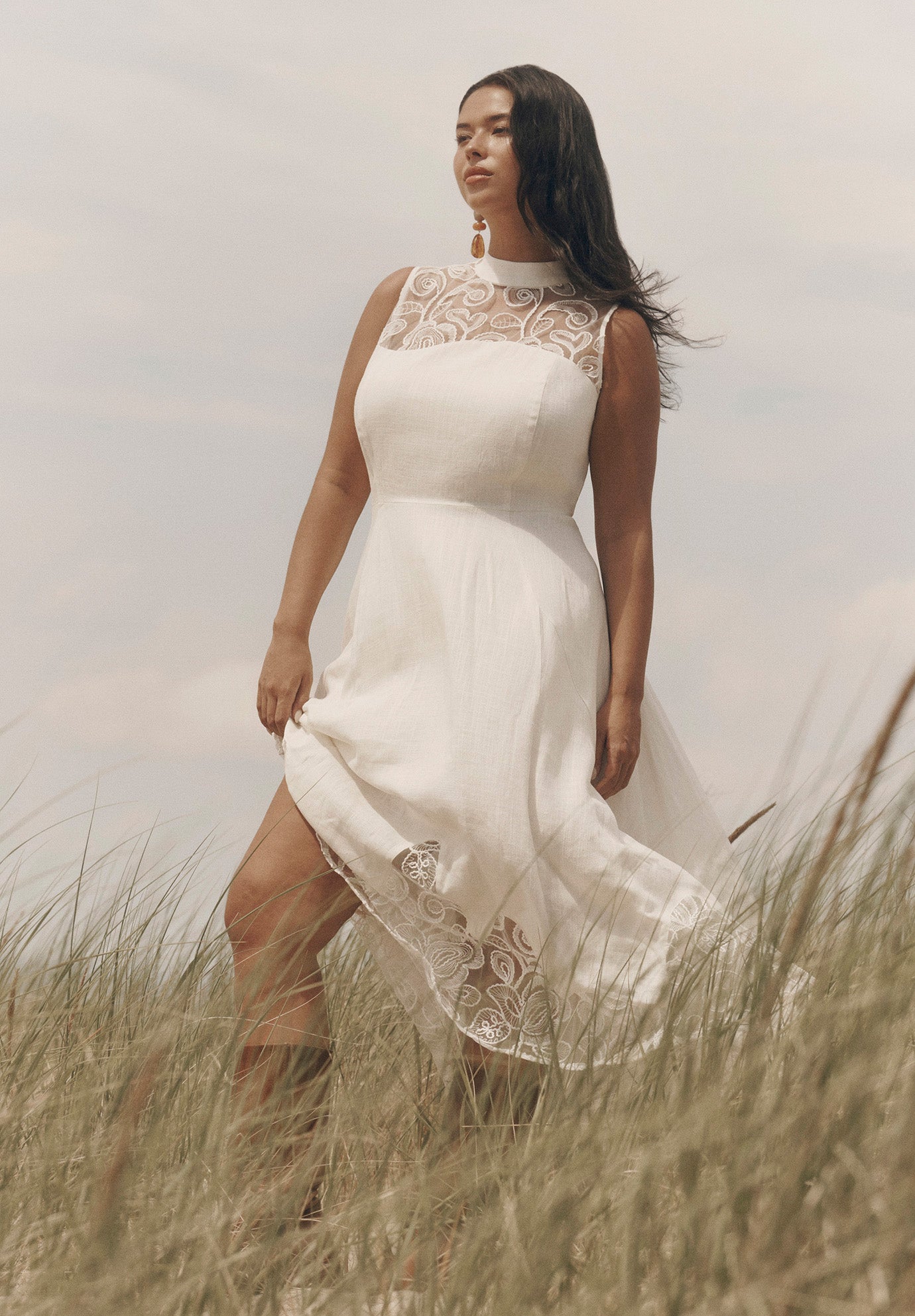 Sleeveless Eyelet-Trim Midi Dress image number 0