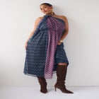 One-Shoulder Chiffon Maxi Dress With Neck Tie image number 3
