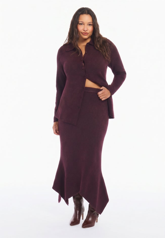 Intarsia Knit Trumpet Maxi Skirt image number 3