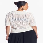 Lace-Trim Pointelle Sweater Top image number 2