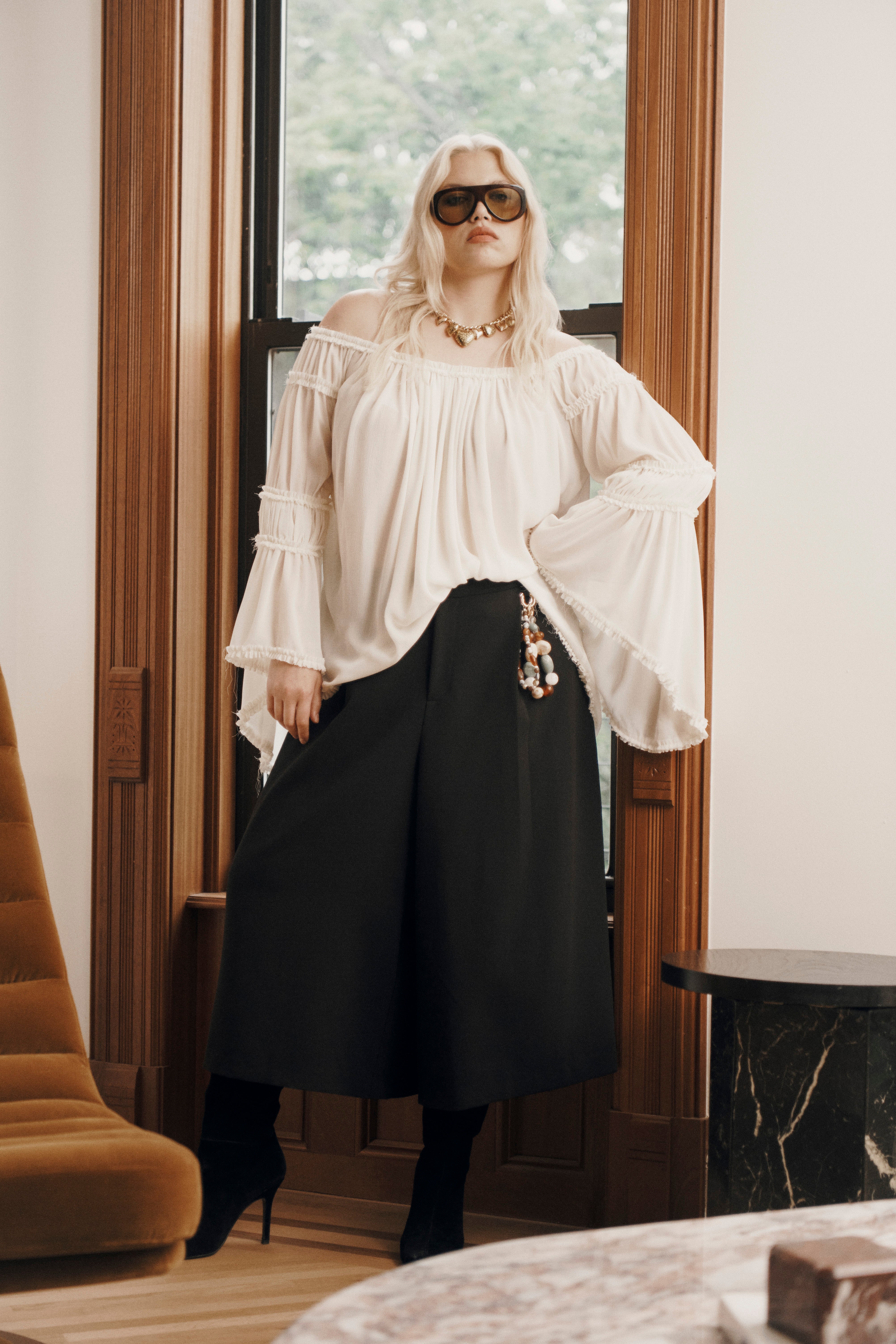 Pleated Wide-Leg Culottes image number 0