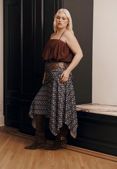 Asymmetric Printed Skirt