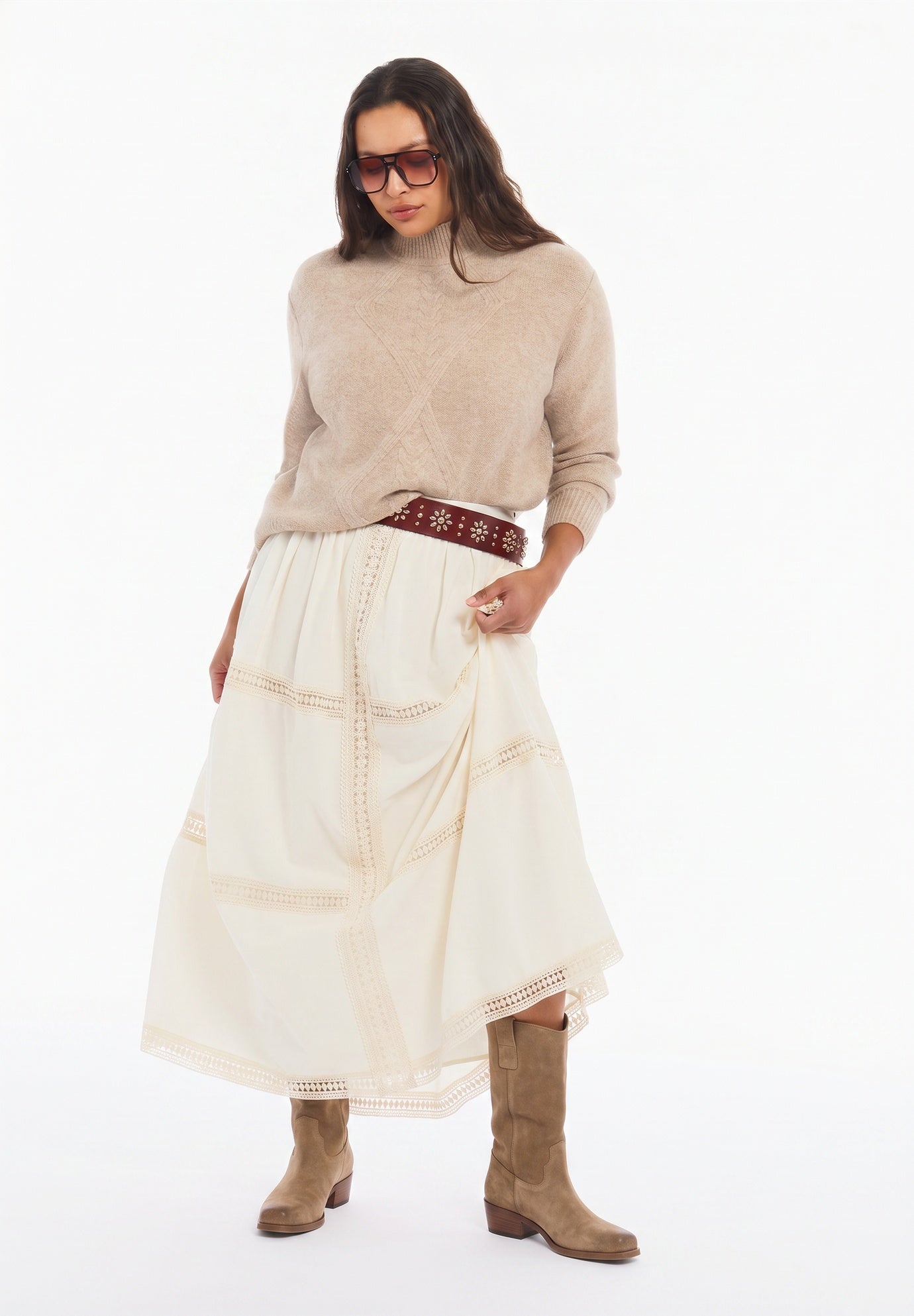 Cable-Knit Mock Neck Sweater image number 0