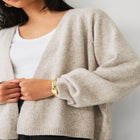 Open-front Boxy Long Sleeve Cardigan image number null