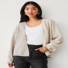 Open-front Boxy Long Sleeve Cardigan image number null