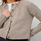 Crew Neck Boxy Button-front Cardigan image number null